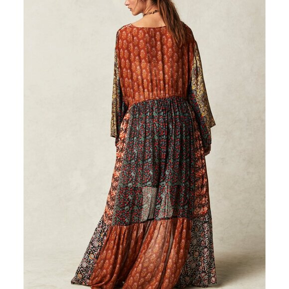 🌙FREE PEOPLE Bombay Mixed Print Kimono/Sand Combo🌙 - Picture 3 of 8